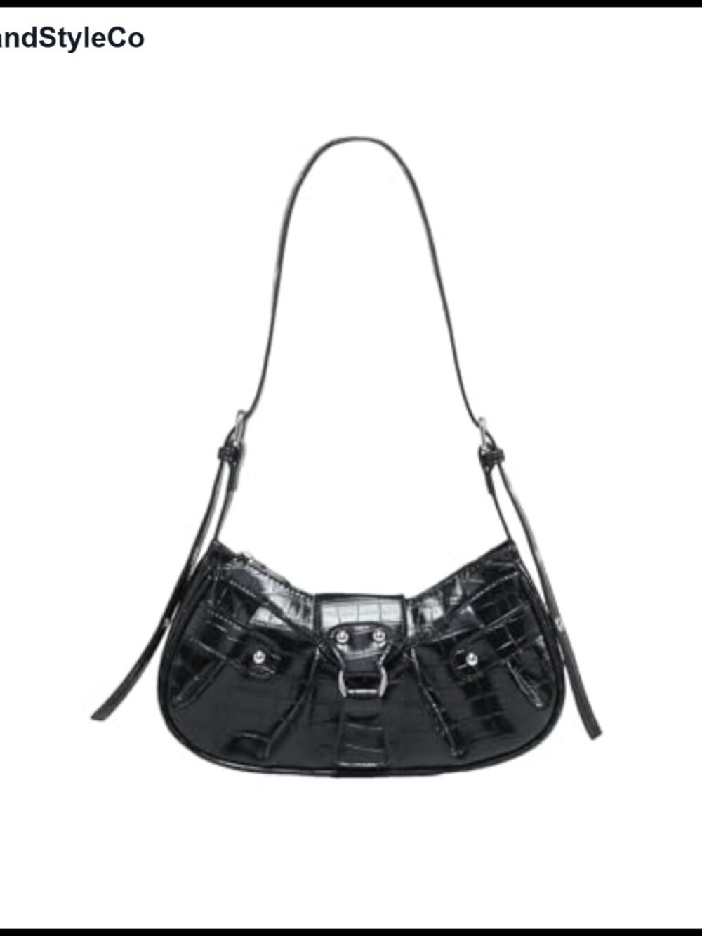 Pleated PU Leather Clutch & Shoulder Bag Studded Flap Small Handbag